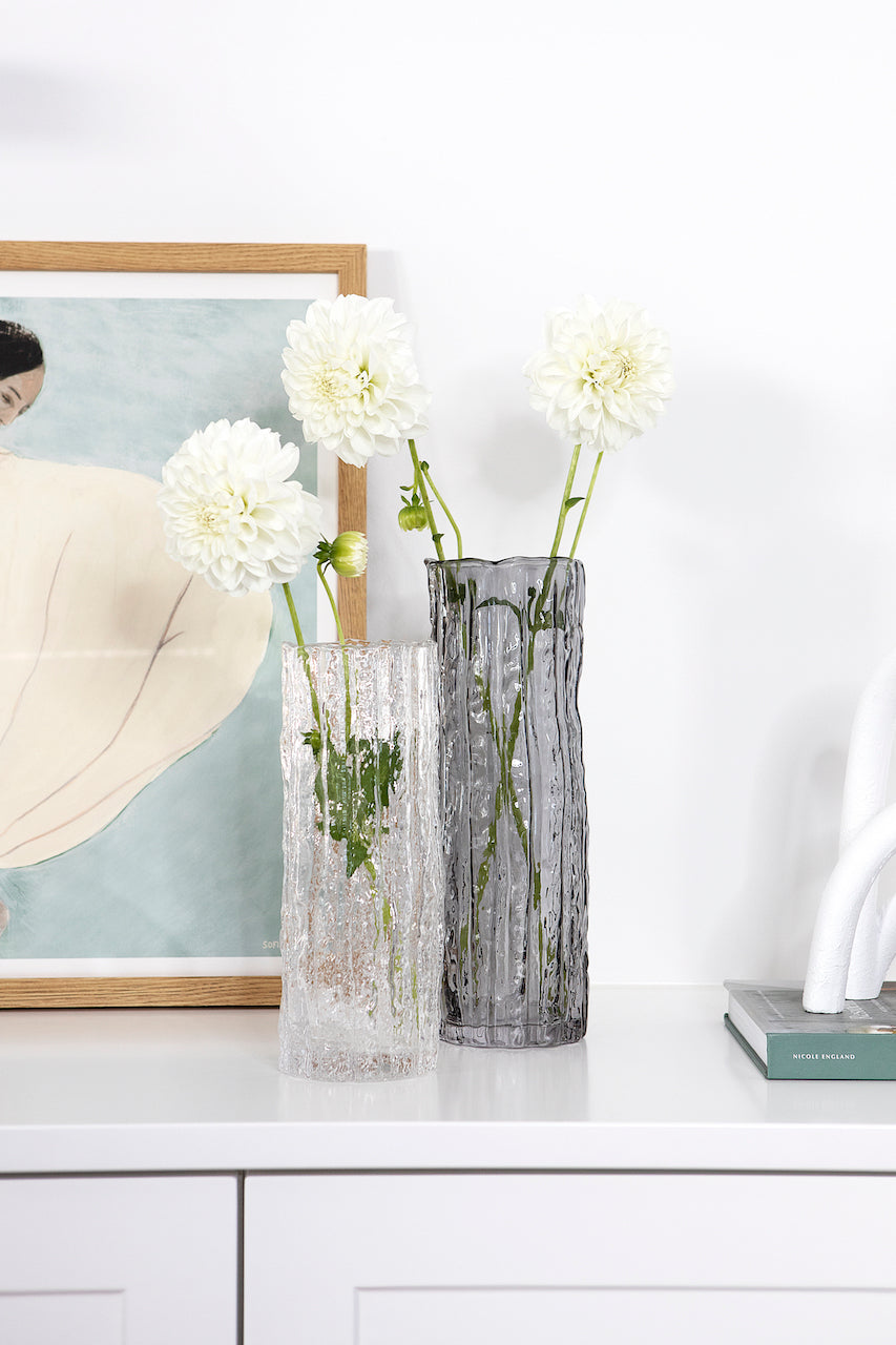 Rain Glass Vase Smoke (L)