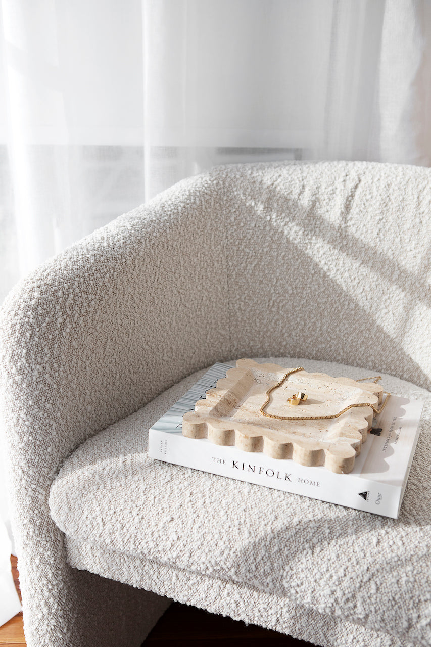 Travertine Scallop Edge Tray