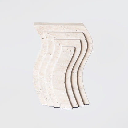 Travertine Wave Sculpture, Light