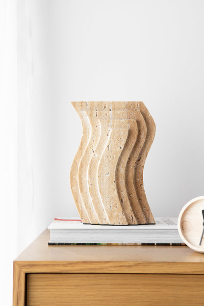 Travertine Wave Sculpture, Dark